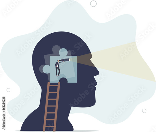 Intuition or future vision sight as ability to predict.Visionary skills with unconscious understanding about anticipation.flat illustration.