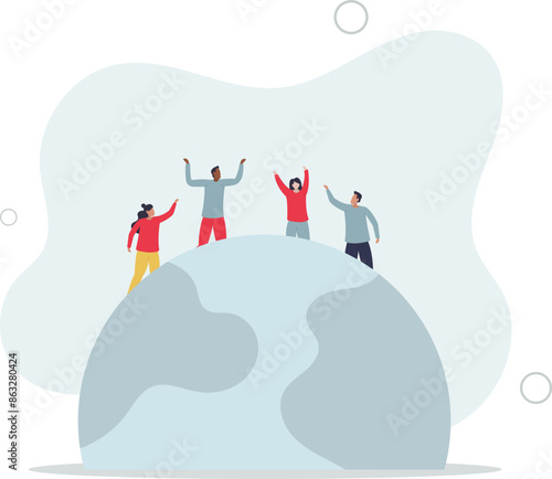Worldwide community and society characters with all culture and racial types.flat illustration