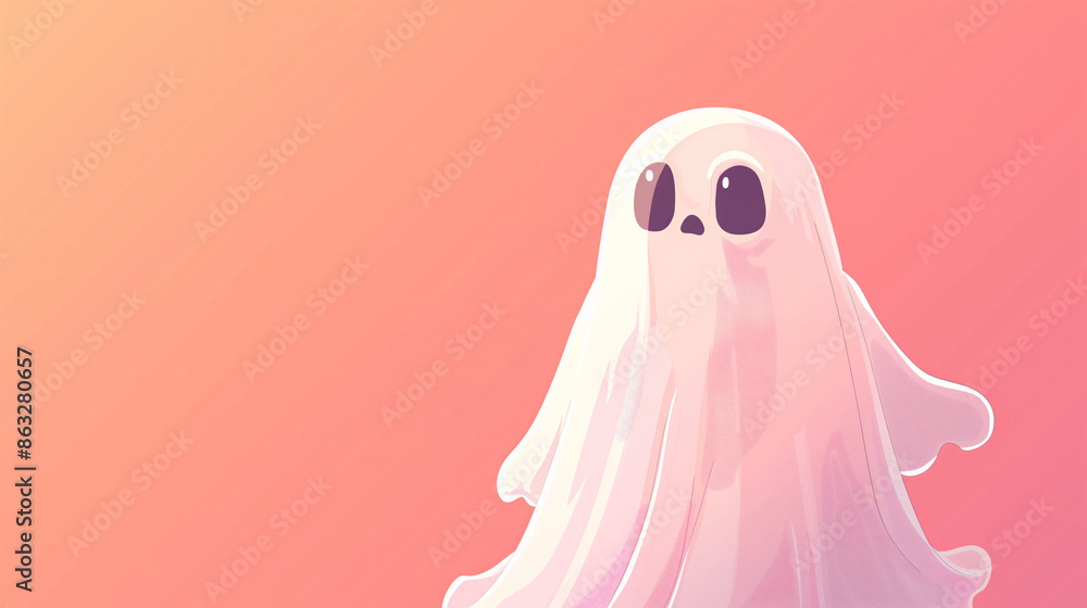 little ghost halloween concept, copy space little ghost halloween concept, copy space