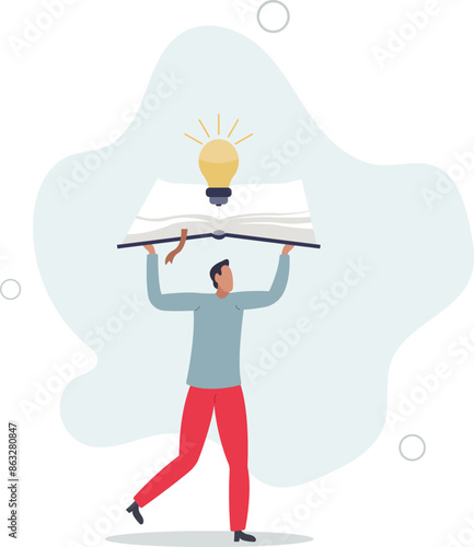 study or learning new skill, creativity or idea, reading book for inspiration, discover solution or literature, wisdom concept.flat illustration.