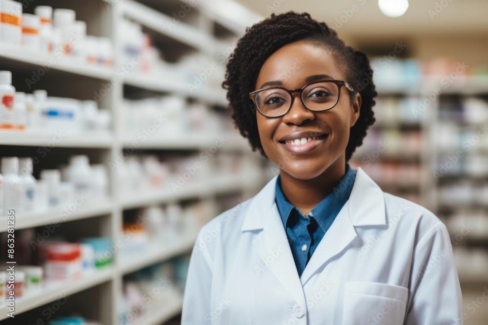 Portrait of a middle aged female pharmacy worker Portrait of a middle aged female pharmacy worker