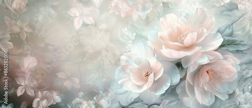 Wallpaper Mural Soft, dreamy floral background with delicate pink roses. Torontodigital.ca