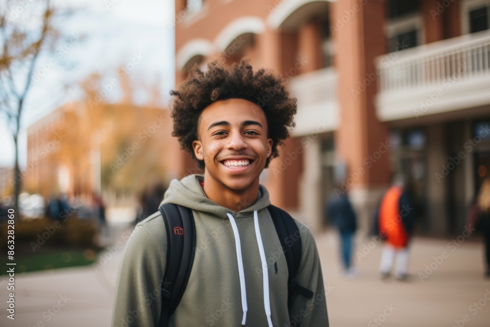 Portrait of a smiling young male student on college campus Portrait of a smiling young male student on college campus