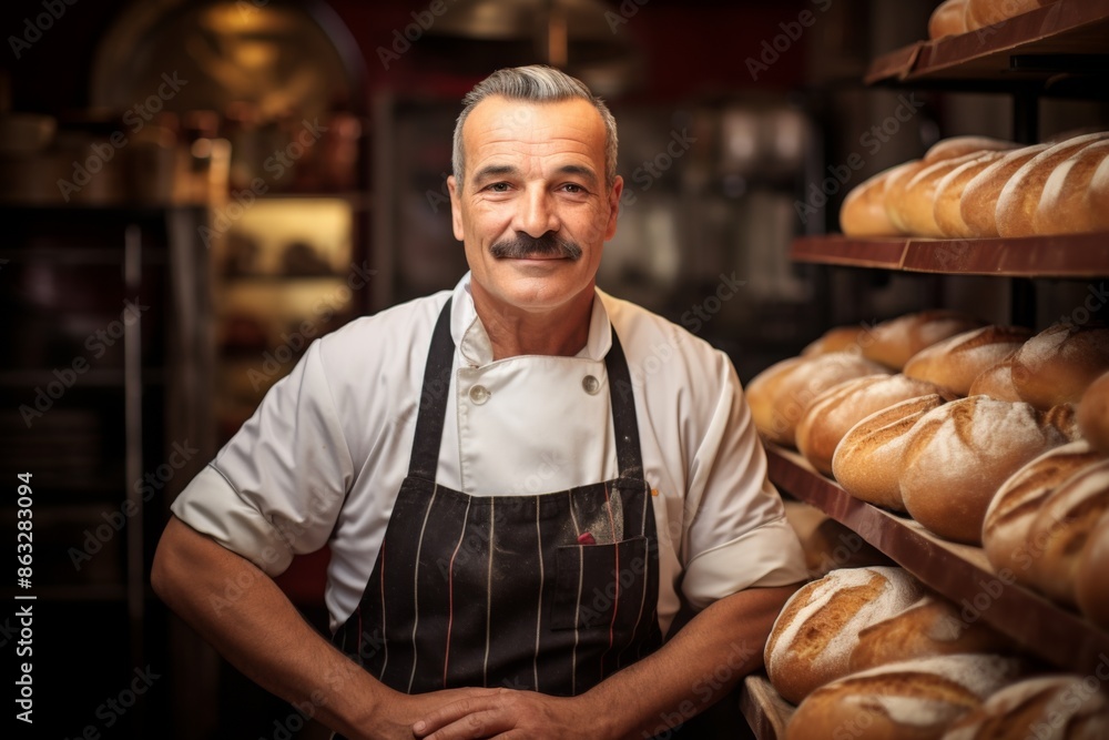 Portrait of a senior male baker in bakery Portrait of a senior male baker in bakery
