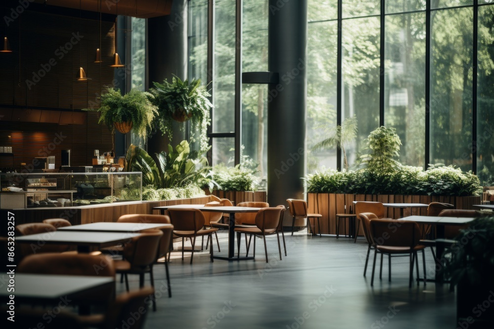 Fototapeta premium Interior of a modern empty cafe