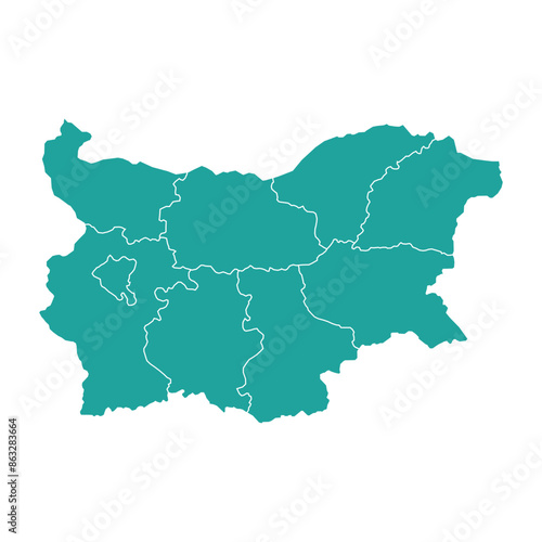 Silhouette and colored (turquoise) bulgaria map