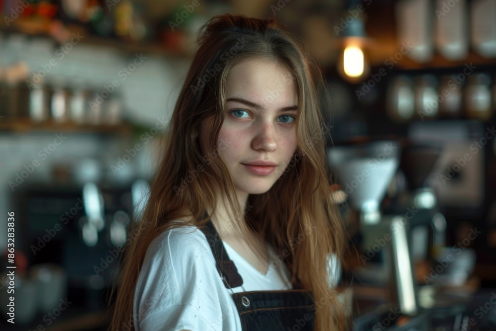 Portrait of a young female barista Portrait of a young female barista