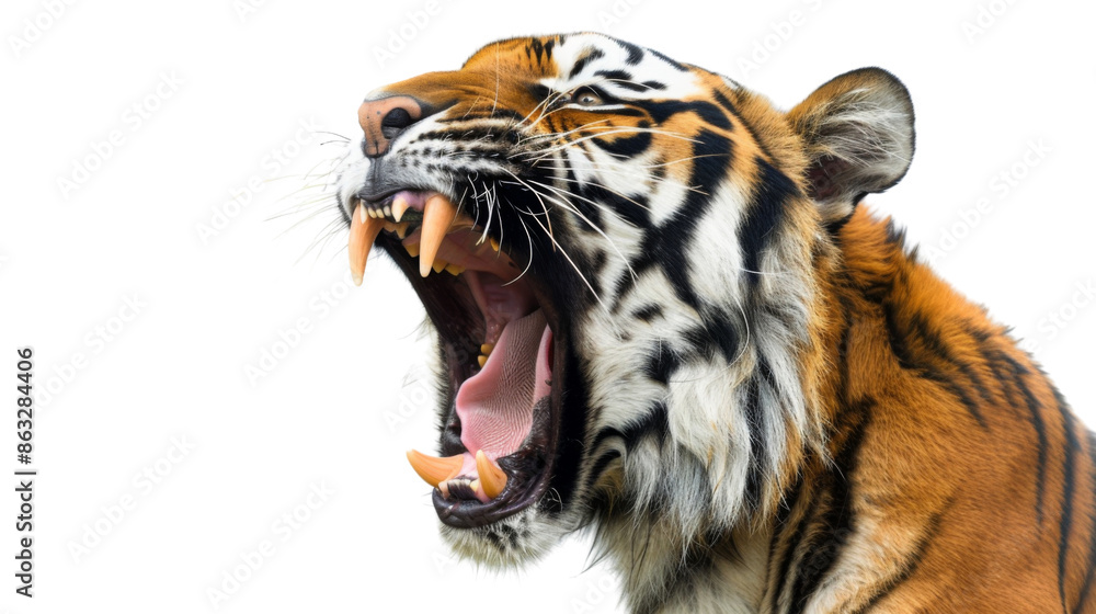 Obraz premium Roaring Tiger on transparent background
