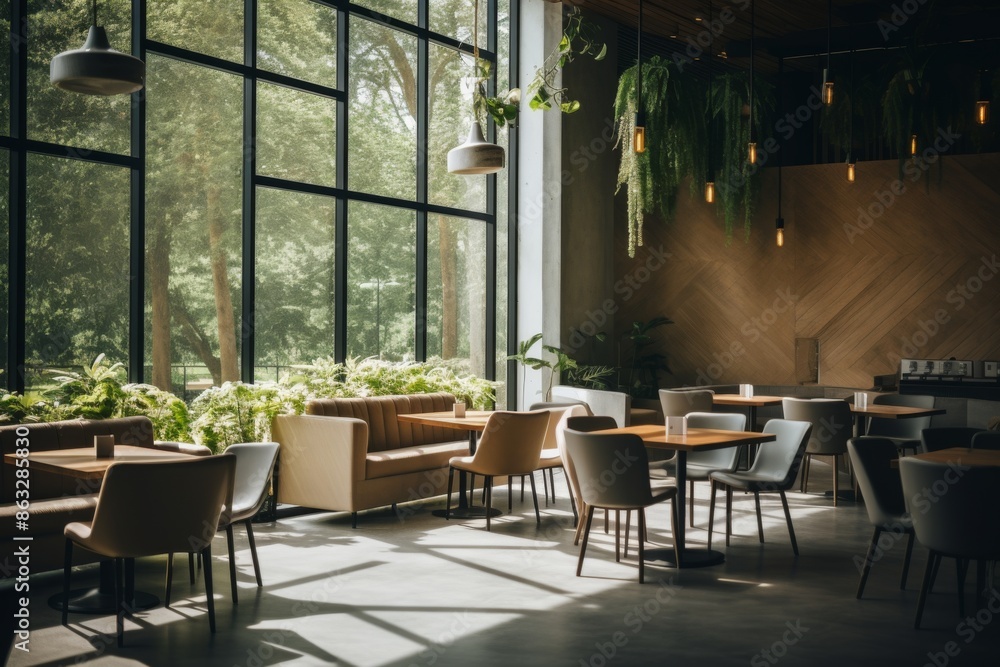 Fototapeta premium Interior of a modern empty cafe