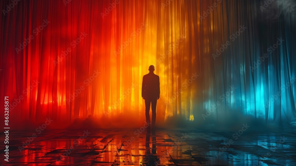 He pulls open a curtain that reveals a new world of color. He pulls open a curtain that reveals a new world of color.