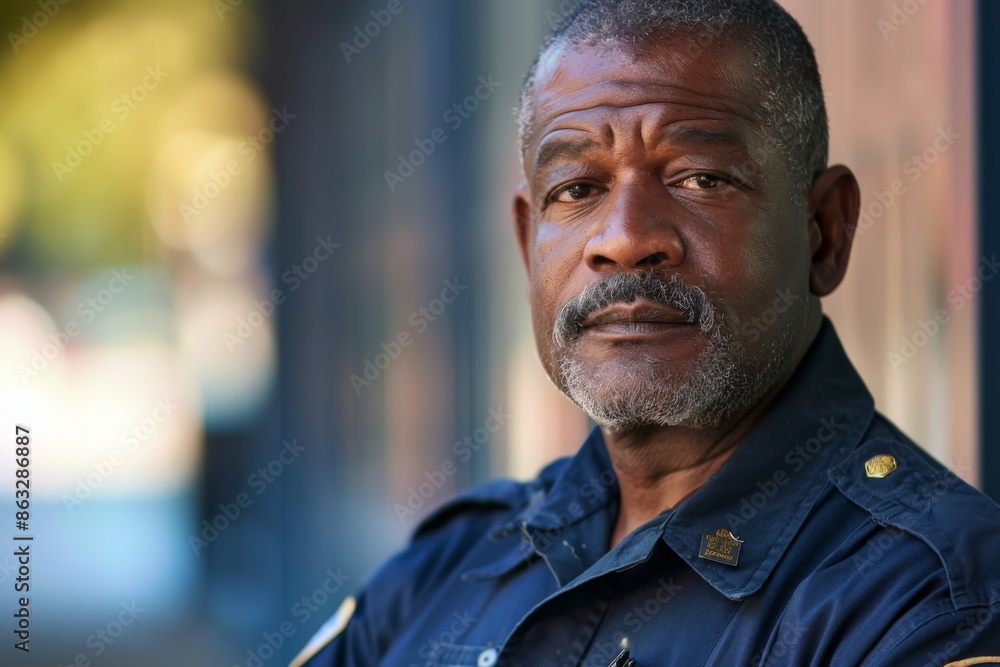 Portrait of a middle aged male security guard Portrait of a middle aged male security guard