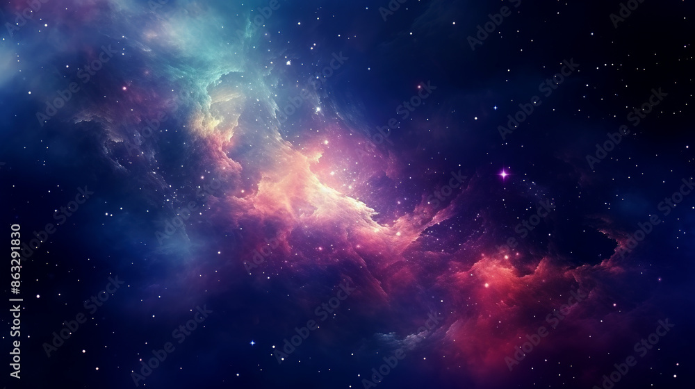 A stunning view of a nebula in outer space, featuring vibrant colors and a vast expanse of stars A stunning view of a nebula in outer space, featuring vibrant colors and a vast expanse of stars