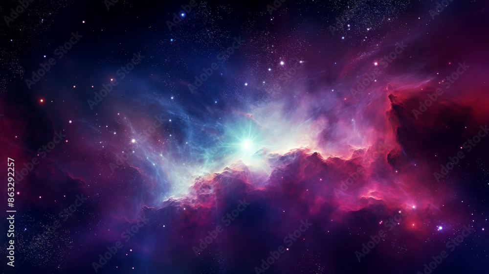A stunning image of a night sky filled with vibrant nebulae, showcasing a breathtaking cosmic landscape