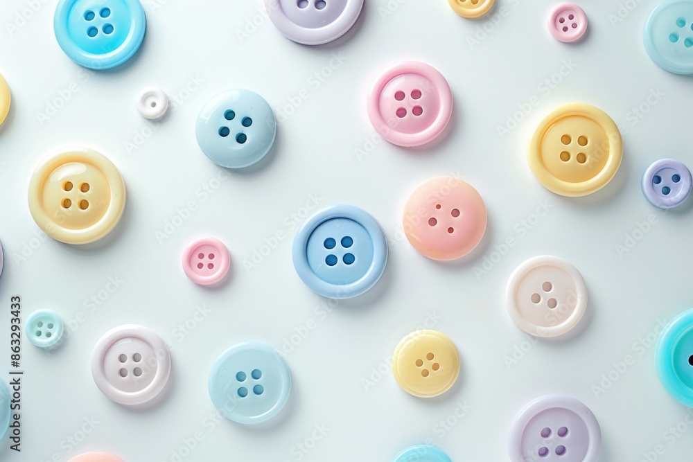 A collection of colorful buttons on a clean white surface A collection of colorful buttons on a clean white surface