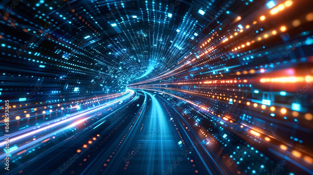 Digital Highway Tunnel With Lights Digital Highway Tunnel With Lights