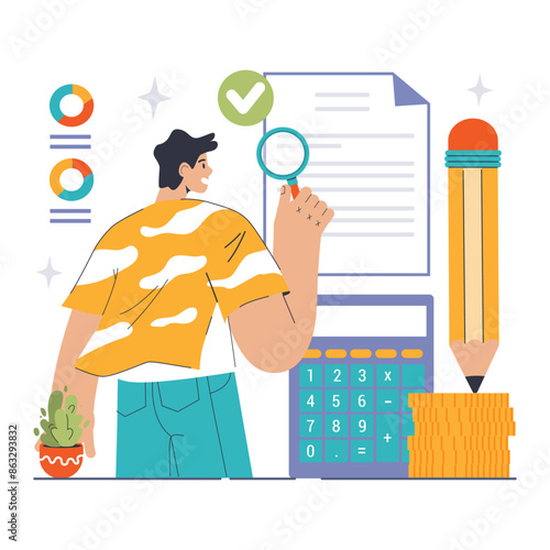 External Audit concept. Flat vector illustration.
