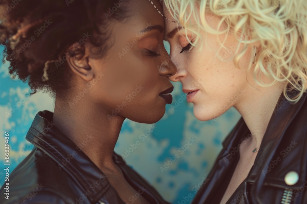 Two women standing side by side, possibly friends or companions Two women standing side by side, possibly friends or companions