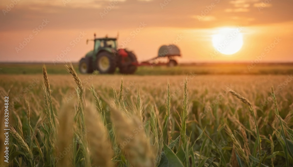 Fototapeta premium tractor on a field