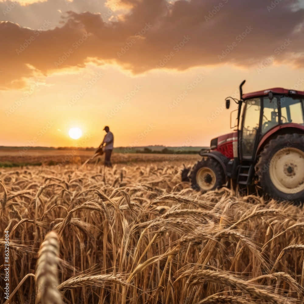 Fototapeta premium combine harvester working on the field