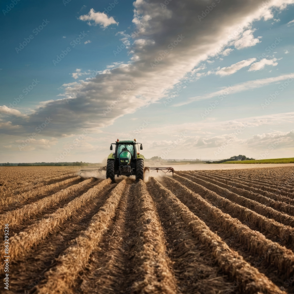 Obraz premium tractor working in the field