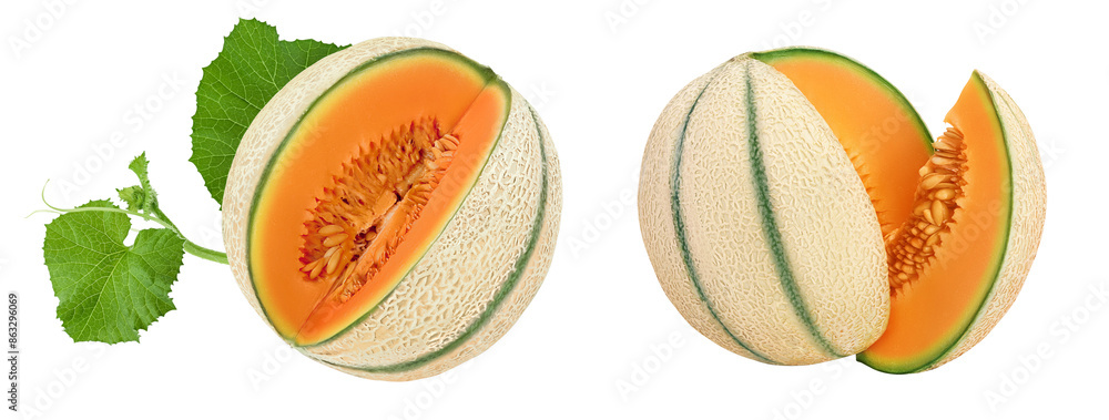 Obraz premium Cantaloupe melon isolated on white background with full depth of field,