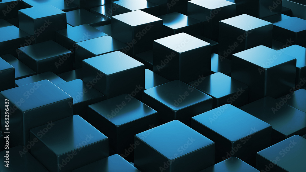 Cube surfaces illuminated by blue light Cube surfaces illuminated by blue light