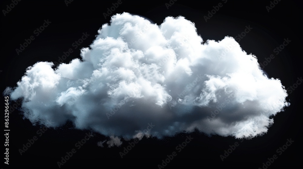 A single fluffy white cloud is isolated against a transparent ...