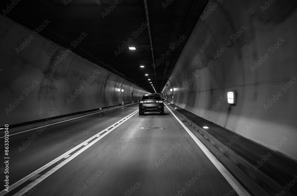 Traffic on highway in tunnel , Germany Traffic on highway in tunnel , Germany
