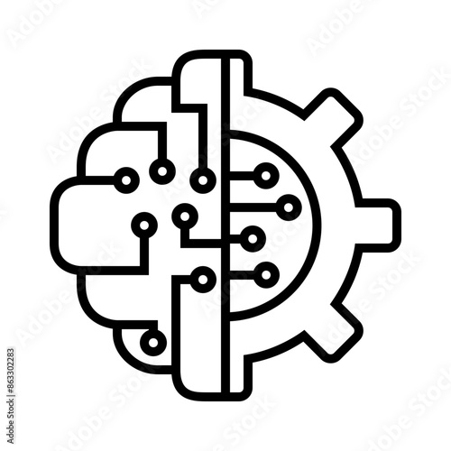 Artificial Intelligence Process Line Icon