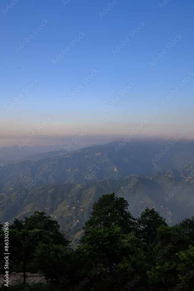 Clouds and fog over mountains in Rize, Turkey