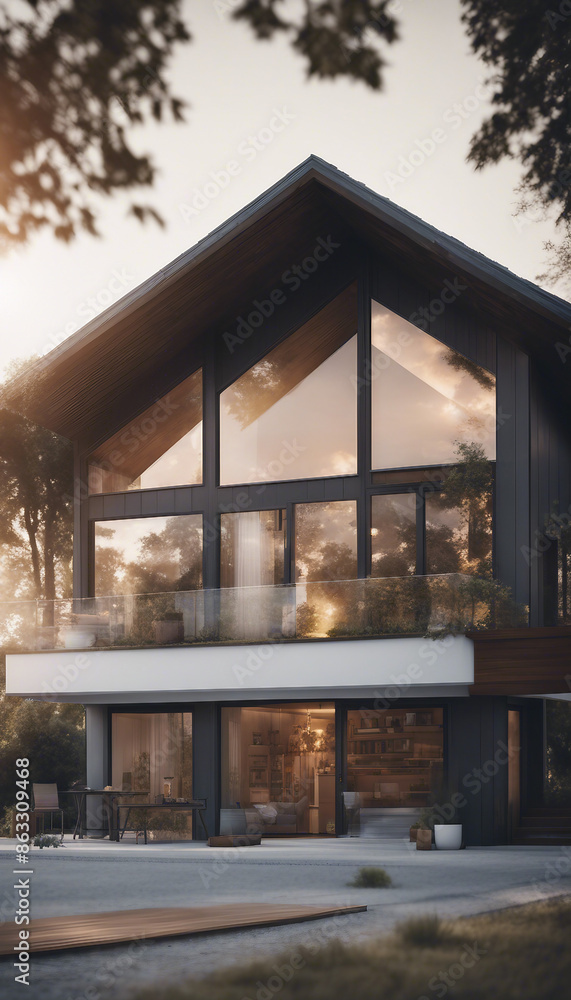 House with solar panels on the roof Sustainable and clean energy at home House with solar panels on the roof Sustainable and clean energy at home