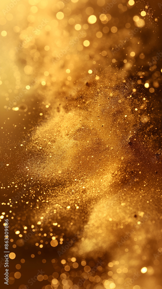 Abstract image of gold glitter and sparkle with shimmering dust creating a bright and glamorous scene Abstract image of gold glitter and sparkle with shimmering dust creating a bright and glamorous scene