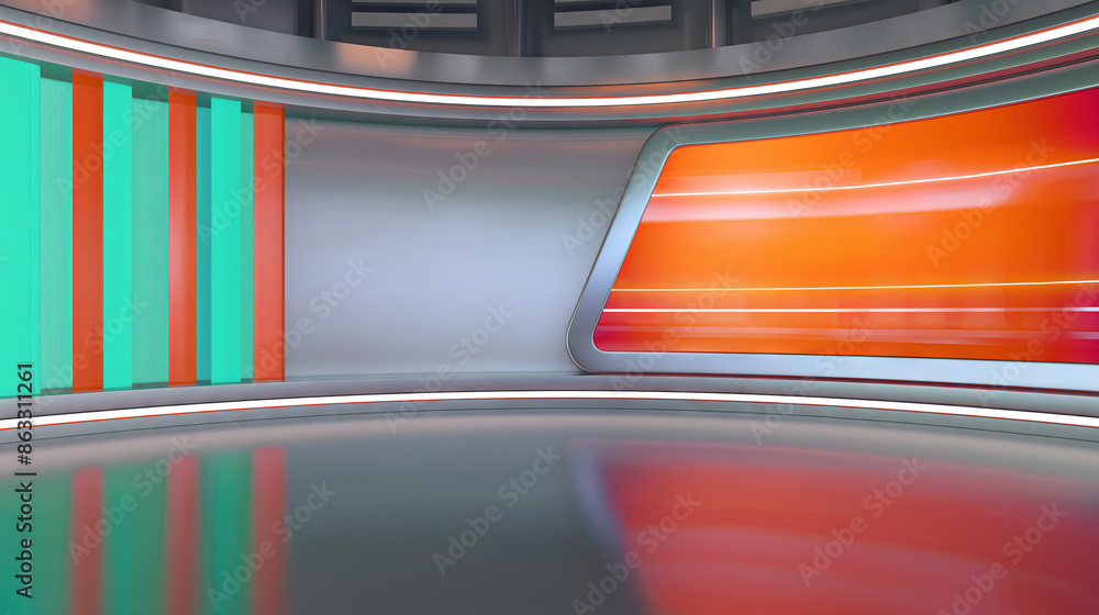 Television studio, virtual studio set. ideal for green screen compositing Television studio, virtual studio set. ideal for green screen compositing