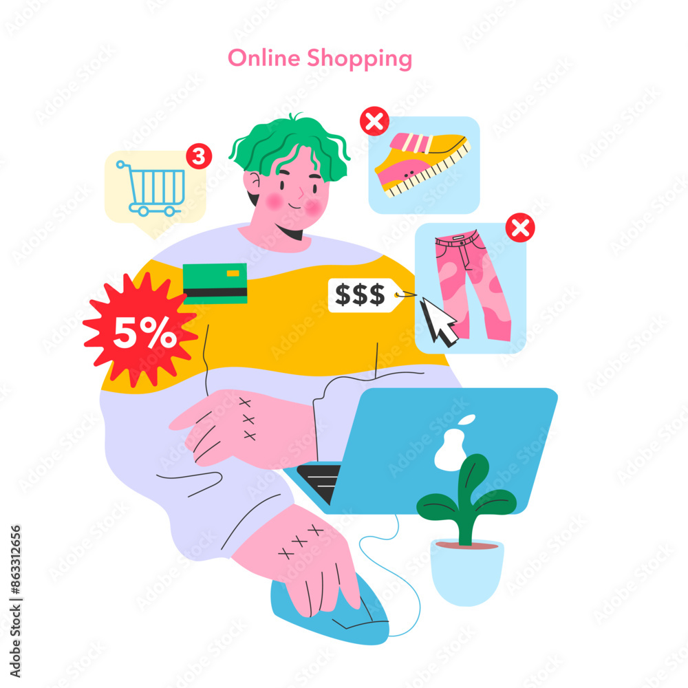 Online Shopping Experience. Vector illustration. Online Shopping Experience. Vector illustration.