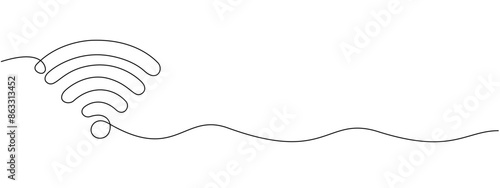 WI-FI signal drawn in one continuous line.   Outline icon for Internet, hotspot for UI and mobile applications in simple linear style Vector editable illustration
