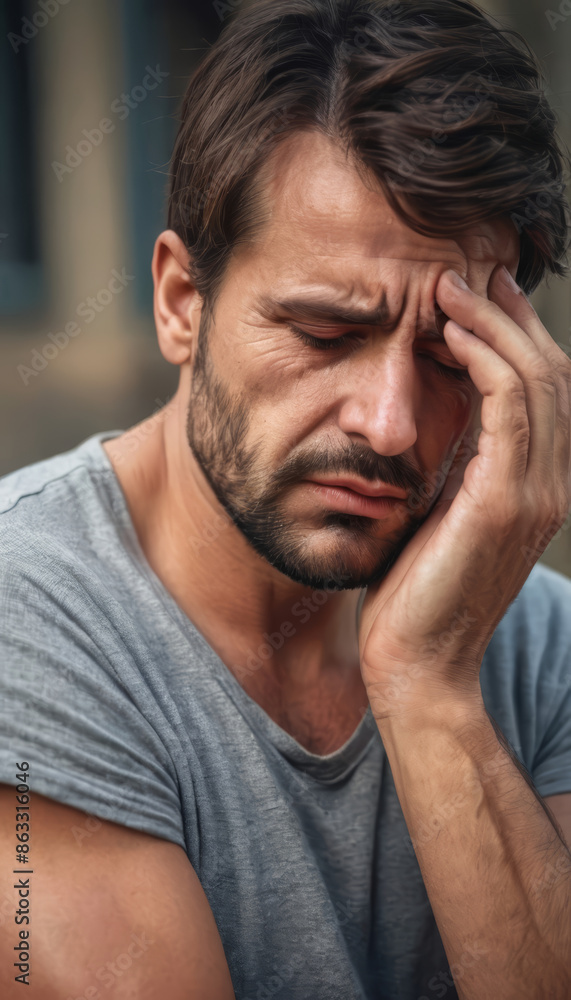 man with headache man with headache