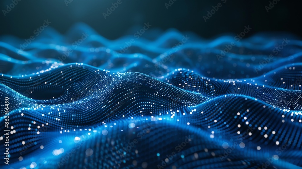 Abstract Background Reference. Blue Technological Land. Sparkling Dark Background Abstract Background Reference. Blue Technological Land. Sparkling Dark Background