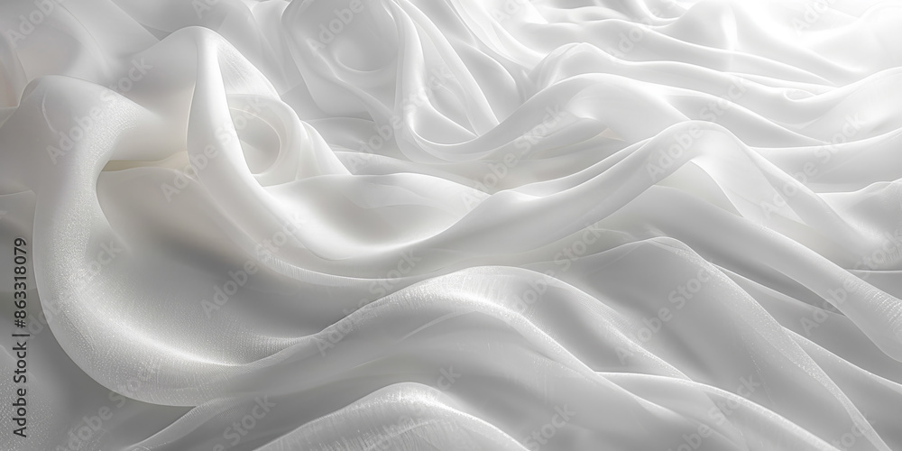 Fototapeta premium design your space copy background elegant white folds soft flowing beautiful background fabric satin silk white background abstract white 