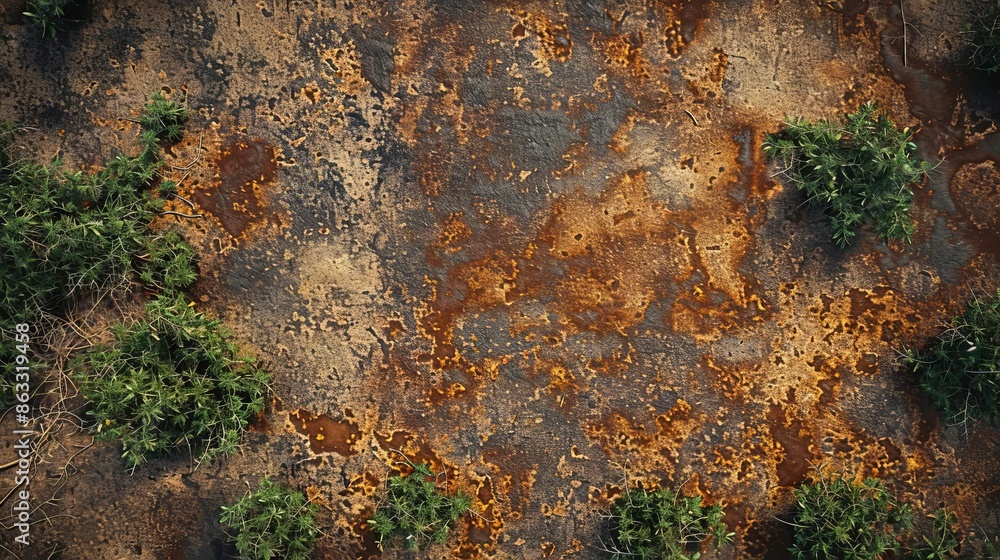 Top view surface of metal is rust naturally occurring for background Top view surface of metal is rust naturally occurring for background