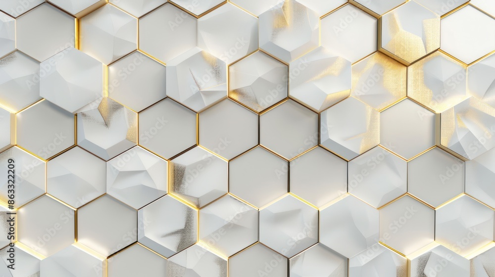 White Hexagon Pattern with Gold Accents White Hexagon Pattern with Gold Accents