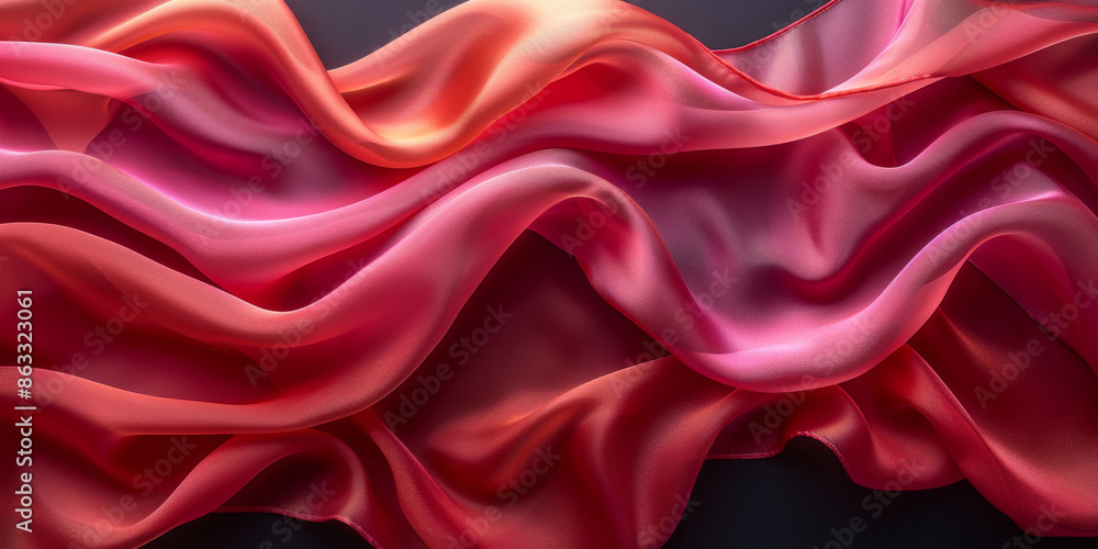 Obraz premium design product your space empty background fabric beautiful pleats soft wavy fabric shiny background satin silk red 