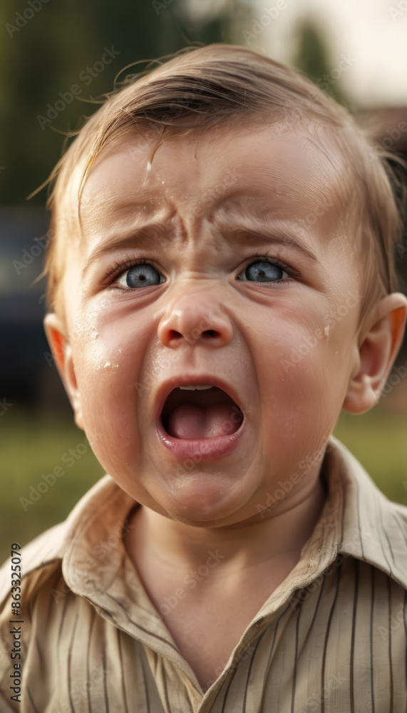 portrait of a baby crying, little kid crying portrait of a baby crying, little kid crying