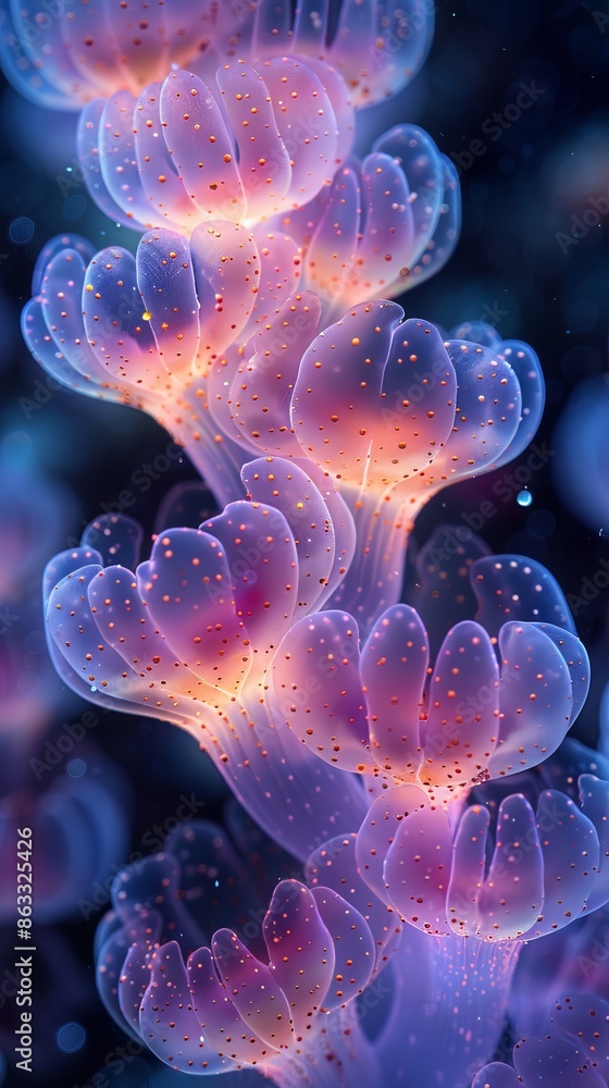 Glow in the Dark Picture. Vibrant Inticrate Bacterial in 3D Rendering Glow in the Dark Picture. Vibrant Inticrate Bacterial in 3D Rendering
