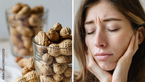 Female portrait. Peanut allergy. strong nut allergen. photo