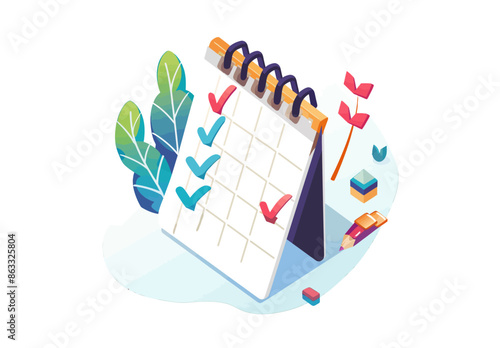 Colorful illustration of checklist completion concept for organizational use	
