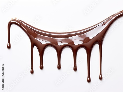 chocolate splashing and dripping, showcasing its rich brown color and liquid texture, ideal for dessert and sweet food concepts