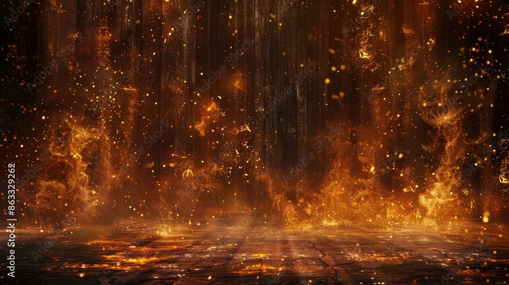 Fototapeta premium Empty space with flames