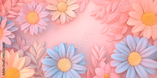 original background,whimsical pastel garden: charming daisies in soft shades of pink and lavender, ideal for spring event invitations, gentle product packaging, and romantic wedding decor inspiration