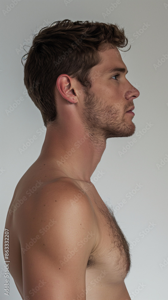 Naklejka premium Side profile photo, portrait, model