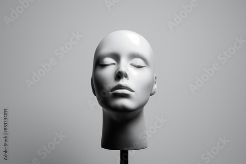  Mannequin Head on Stand, Solid Color Background photo